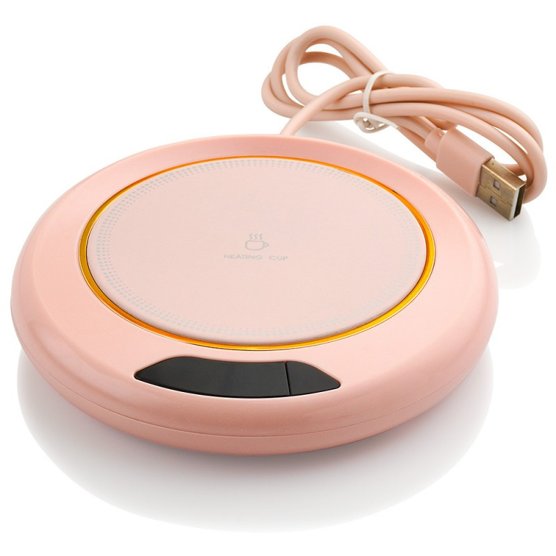 Нагрівальна підставка для гелю та кави з USB кабелем, рожевий