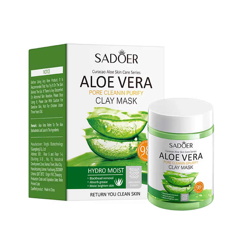 Грязьова маска для обличчя SADOER Curacao Aloe Vera для глибокого очищення пір 100 г