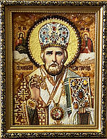 Ікона з янтаря "Микола Чудотворець" 15x20 см