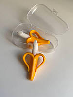 Дитячий силіконовий гризунець щітка банан в контейнері, жовтий