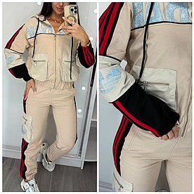 Жіночий спортивний костюм Adidas стильний з карманами з лампасами (Адідас трикотаж Туреччина)