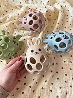 Дитячий силіконовий гризунець, іграшка-м'ячик зайчик, іграшка-брязкальце