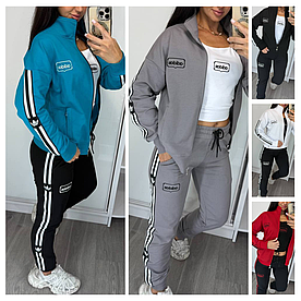 Жіночий спортивний костюм Adidas трійка стильний з лампасами (Адідас трикотаж Туреччина)