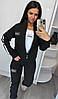 Жіночий спортивний костюм Adidas трійка стильний з лампасами чорний (Адідас трикотаж Туреччина), фото 3