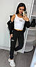 Жіночий спортивний костюм Adidas трійка стильний з лампасами чорний (Адідас трикотаж Туреччина), фото 4