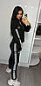 Жіночий спортивний костюм Adidas трійка стильний з лампасами чорний (Адідас трикотаж Туреччина), фото 5