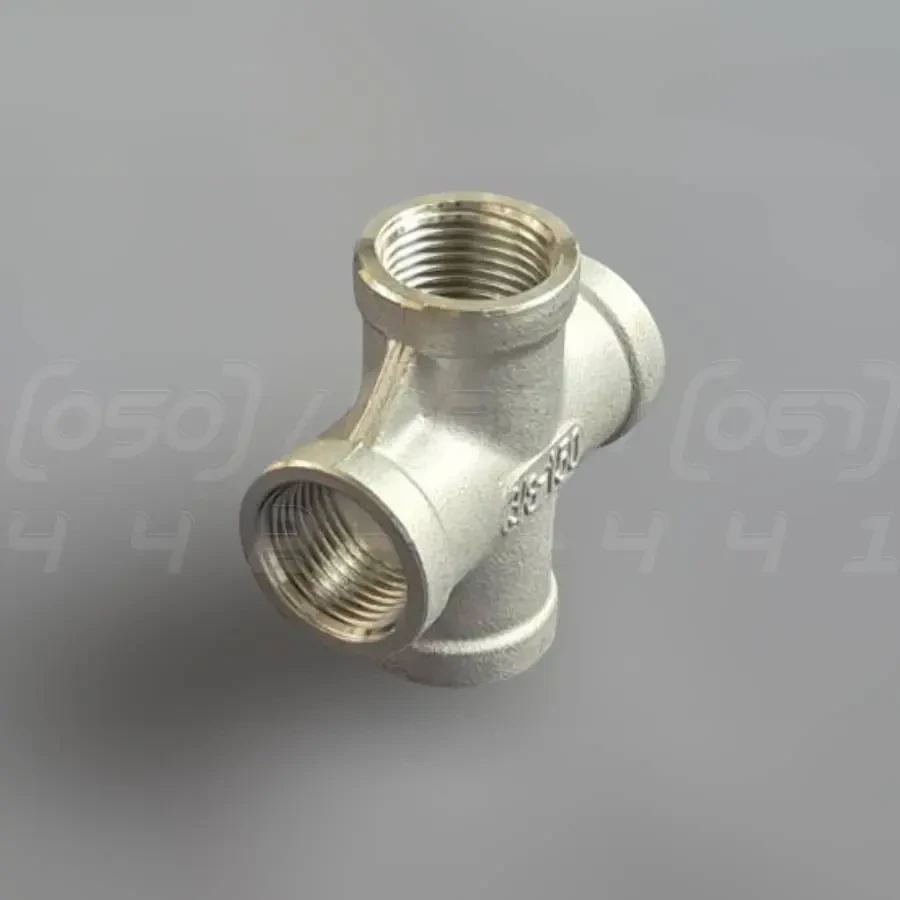 Хрестовина нержавіюча DN10 (3/8") внутрішня різьба BSPP, н/ж сталь AISI304, Class 150, рівнопрохідна, фото 1