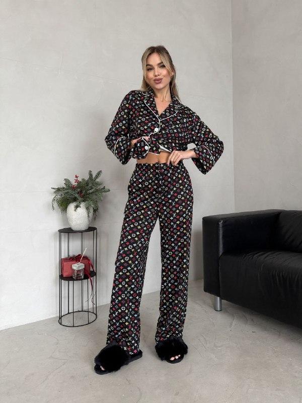 Жіноча піжама ; колір: клітинка червона, електрик, чорна принтована; Розміри: 42, 44, 46;, фото 1