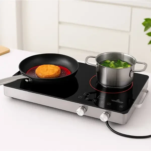 Інфрачервона плита CB-1332 Crownberg, 2 конфорки, сенсорне управління, 2000 Вт, склокераміка - фото 1 - id-p2733716848