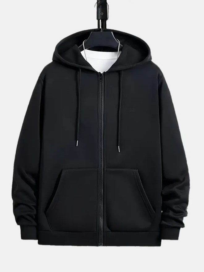 Тепла кофта з капюшоном для хлопчика чорна, фото 1