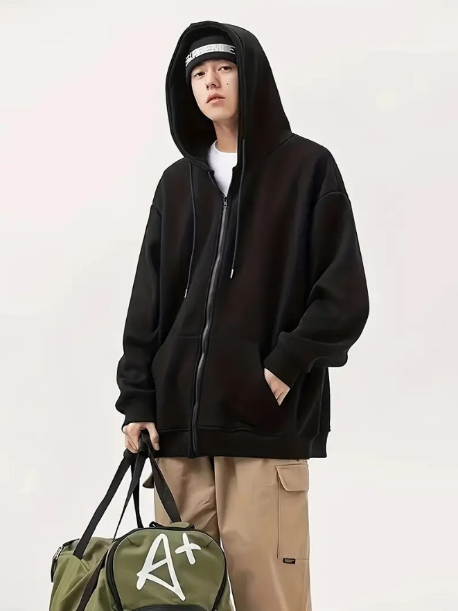 Тепла кофта з капюшоном для хлопчика чорна, фото 1