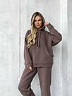 Костюм ЖІНОЧИЙ СПОРТИВНИЙ 3-нитка ПІНЬЄ НА ФЛІСІ ШОКОЛАД(КАВА)/БЕЖ 1632, фото 3