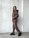 Костюм ЖІНОЧИЙ СПОРТИВНИЙ 3-нитка ПІНЬЄ НА ФЛІСІ ШОКОЛАД(КАВА)/БЕЖ 1632, фото 5