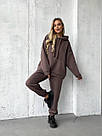 Костюм ЖІНОЧИЙ СПОРТИВНИЙ 3-нитка ПІНЬЄ НА ФЛІСІ ШОКОЛАД(КАВА)/БЕЖ 1632, фото 2