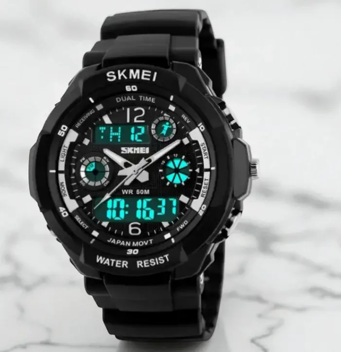 Годинник чоловічий Skmei 0931BK Black | Спортивний цифровий годинник із підсвіткою, секундоміром і будильником, фото 1