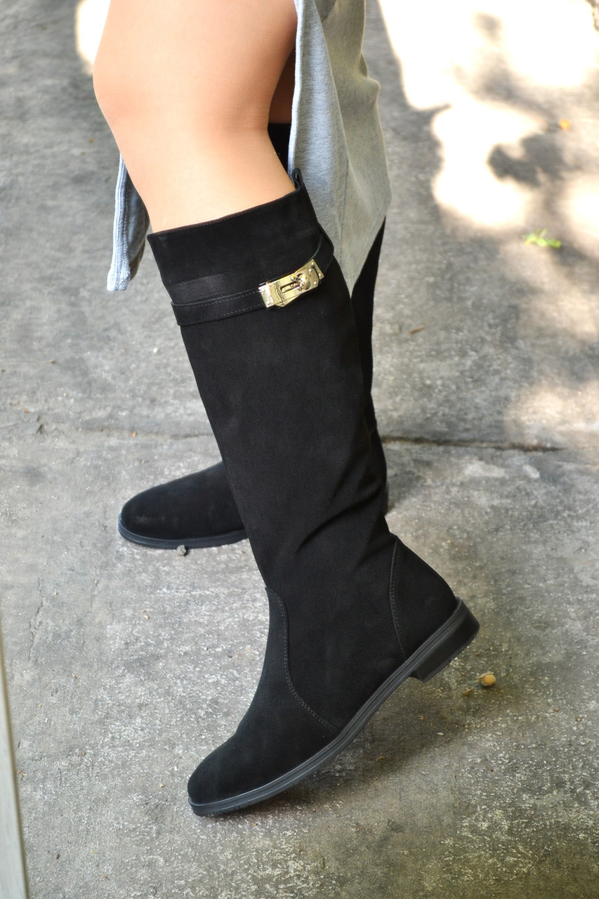 Чоботи замшеві на зручній підошві, фото 1