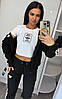Жіночий спортивний костюм Adidas трійка стильний з лампасами чорний (Адідас трикотаж Туреччина), фото 6
