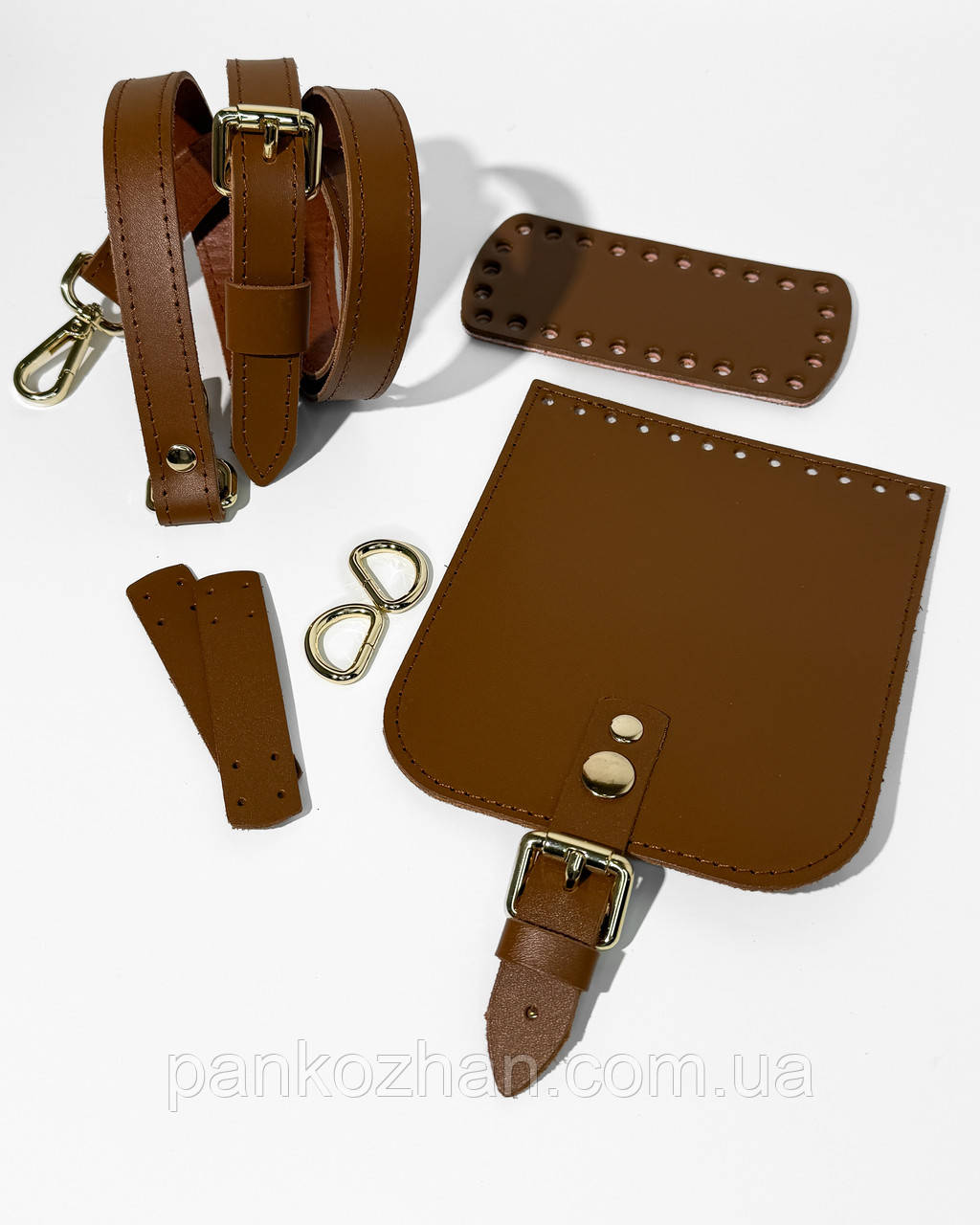 Набір шкіряної фурнітури для МК Mini Bag карамель, золото, фото 1