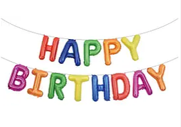 Надувні фольговані слова HAPPY BIRTHDAY різнобарвні, 40 см