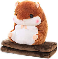 Милый плюшевый Хомяк с пледом внутри, игрушка-подушка 3 в 1 (38 см)