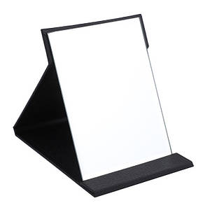 Дзеркало прямокутної форми розкладне з підставкою висота 25 см ширина 18 см у чорному кольорі екошкіра