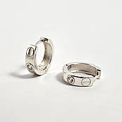 Сережки конго срібло з камінням цирконами і орнаментом