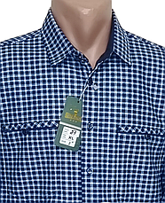 Тепла чоловіча сорочка на флісі Hetai vd-0087 синя класична в клітку, чоловіча тепла сорочка на зиму, фото 3