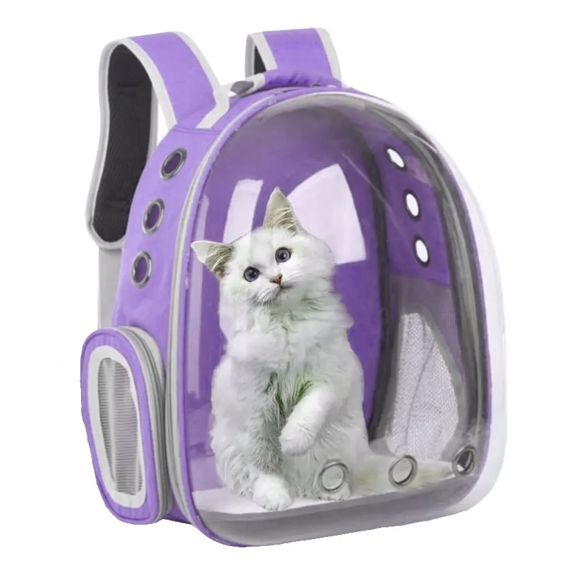 Прозорий рюкзак для перенесення тварин Pet Cat для котів та собак Purple, фото 1