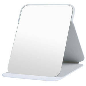 Дзеркало прямокутної форми розкладне з підставкою висота 25 см ширина 18 см у білому кольорі екошкіра