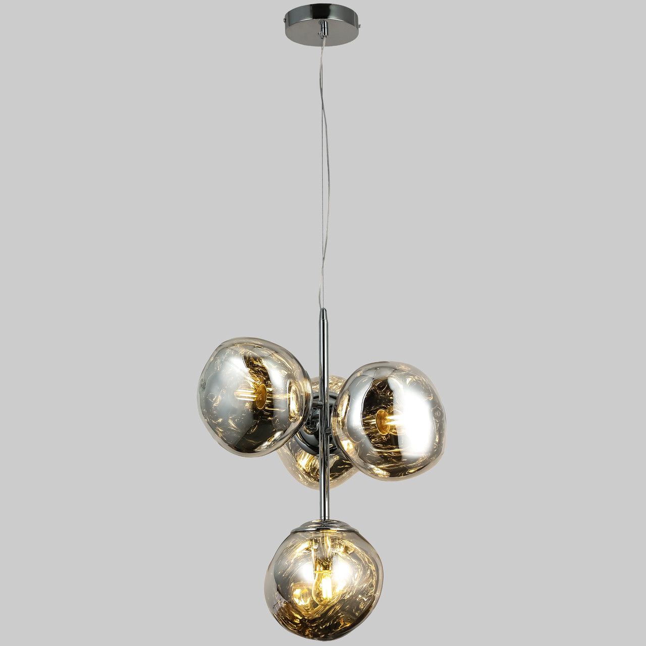 Дизайнерська срібна люстра "Melt" з плафонами 18см (93-CH01-4)