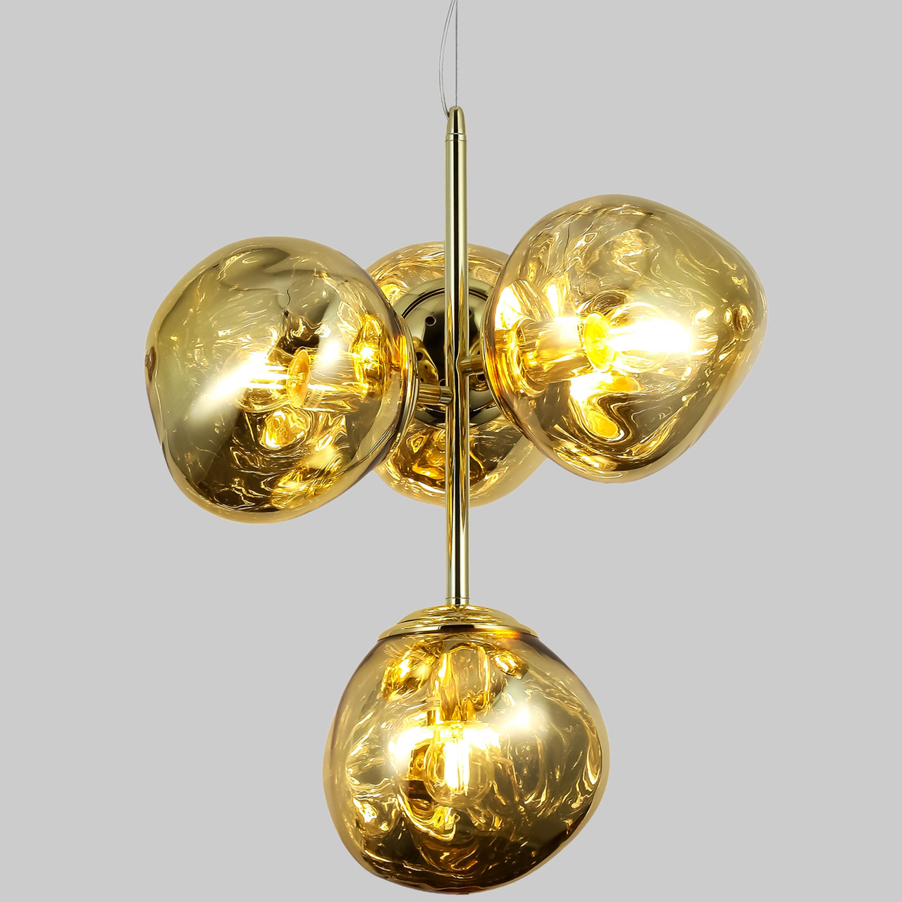 Дизайнерська золотиста люстра "Melt" з плафонами 18см (93-CH01-4)