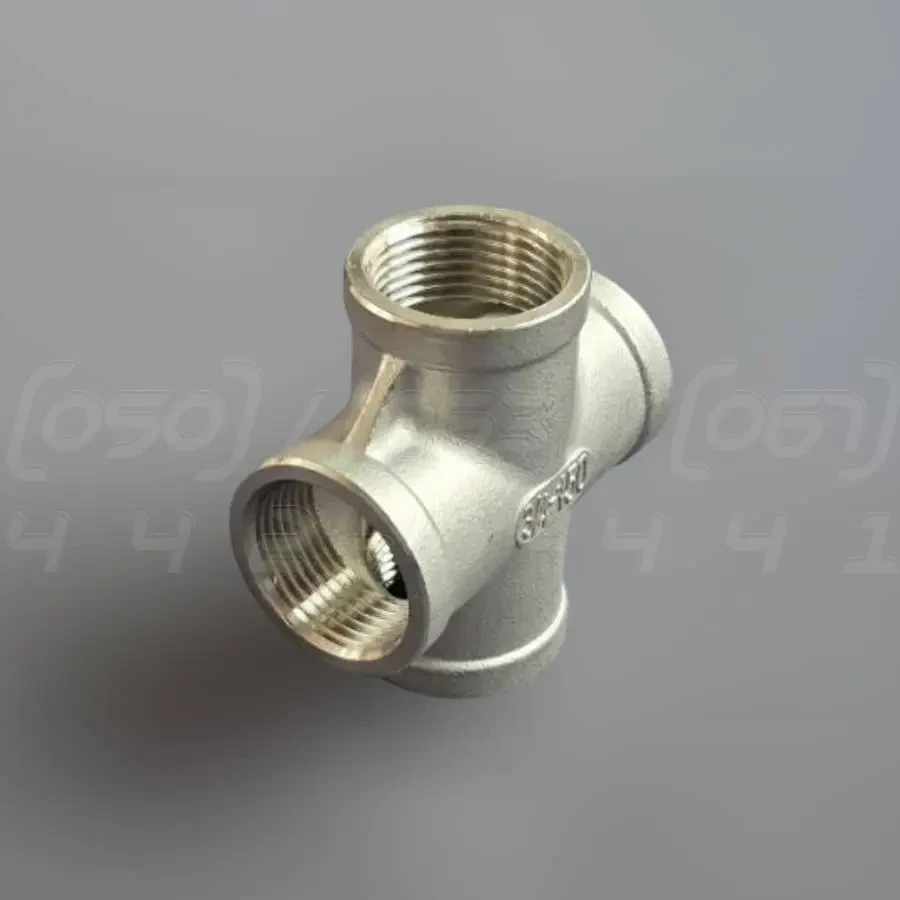 Хрестовина різьбова н/ж сталь Ду20 (3/4") AISI304, рівнопрохідна, внутрішня різьба BSPP, Class 150, фото 1