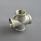 Хрестовина різьбова н/ж сталь Ду20 (3/4") AISI304, рівнопрохідна, внутрішня різьба BSPP, Class 150, фото 2