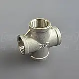 Хрестовина різьбова н/ж сталь Ду20 (3/4") AISI304, рівнопрохідна, внутрішня різьба BSPP, Class 150, фото 7