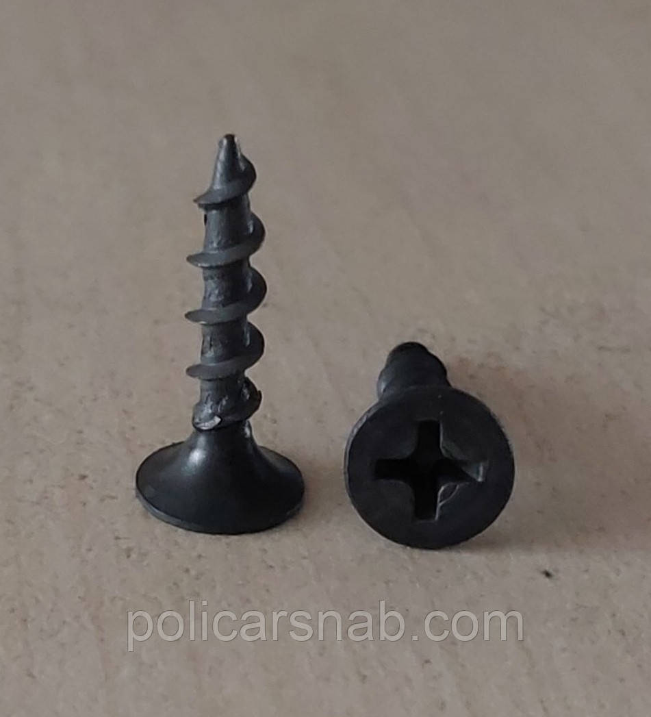 Саморіз шуруп для гіпсокартону по дереву чорний фосфатований 3,5х19 мм упаковка 1000 шт, фото 1