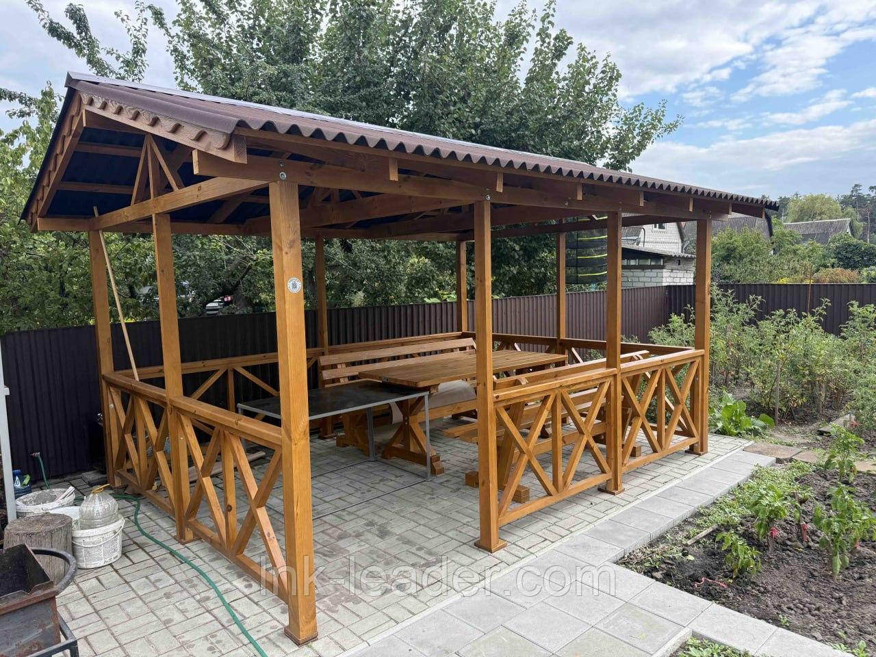Розбірна альтанка 4х3 м для 14-16 осіб | Легка доставка, швидке збирання, фото 1