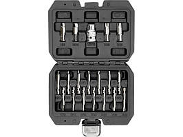 Набір спіральних бітів для деформованих гвинтів Hex і Torx YATO шпиндель 1/4" і 3/8" 19-елем.YT-04584