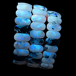 Райдужний місячний камінь із включеннями чорного турмаліну Шерл браслет, 0168ТЛ