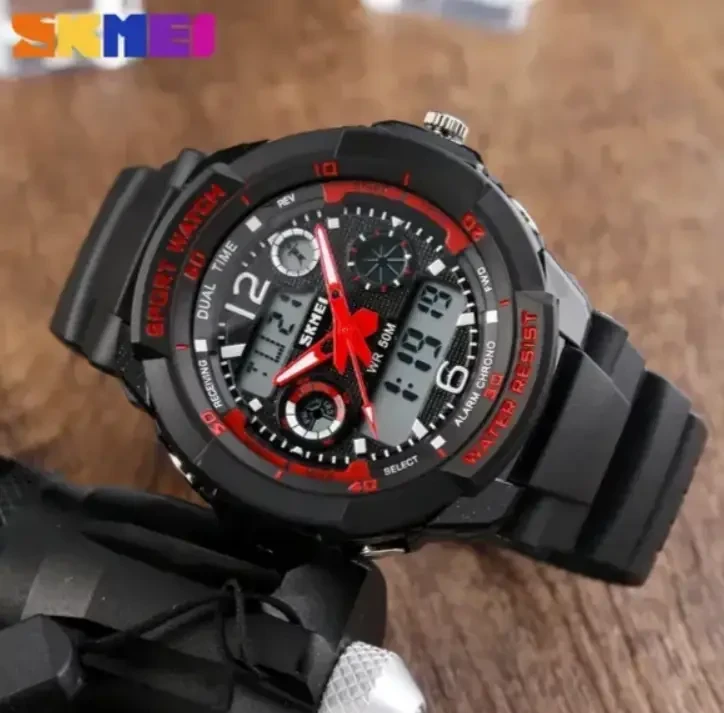 Чоловічий спортивний годинник Skmei 0931RD Red | Цифровий, водонепроникний, з підсвіткою та будильником, фото 1