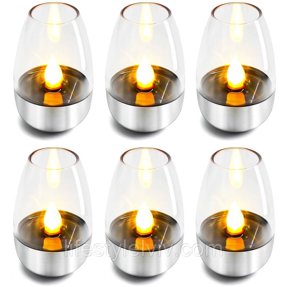 Вулична лед свічка з сонячною батареєю (6шт) SL-060 / Електронні свічки / LED свічки / Світлодіодні свічки, фото 1