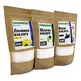 Яблочная кислота E-296, Винная кислота E-334 и Лимонная кислота Е-330 комплект по 500 г Пищевые добавки, фото 2