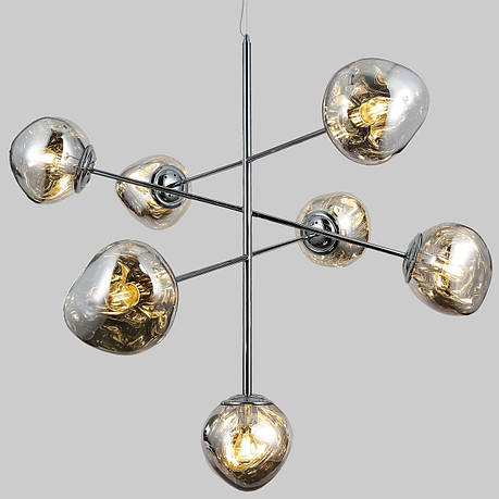 Дизайнерська срібна люстра "Melt" на 7 ламп з плафонами 18см (93-CH01-7), фото 1
