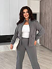 ЖІНОЧИЙ СПОРТИВНИЙ КОСТЮМ БАТАЛ 3-нитка р.48-58 СІРИЙ ХАРИЗМА 7120, фото 3