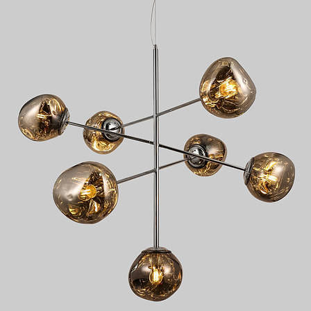 Дизайнерська графітова люстра "Melt" на 7 ламп з плафонами 18см (93-CH01-7), фото 2