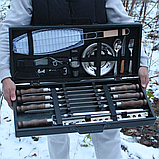 Готовий подарунковий набір шампурів у кейсі ручної роботи із сіткою для риби., фото 6