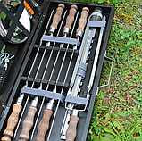 Готовий подарунковий набір шампурів у кейсі ручної роботи із сіткою для риби., фото 8