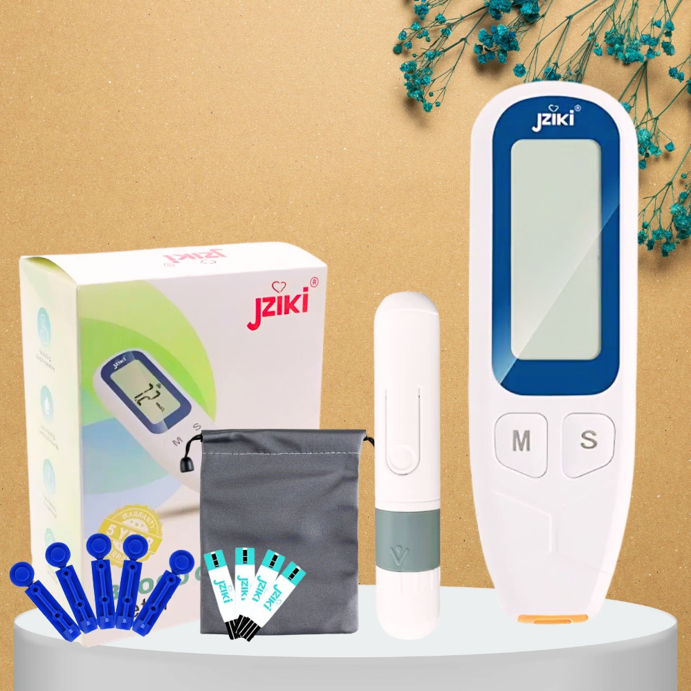 Портативний електронний глюкометр JZK-206 для вимірювання рівня цукру в крові з ланцетами та тест-смужками, фото 1