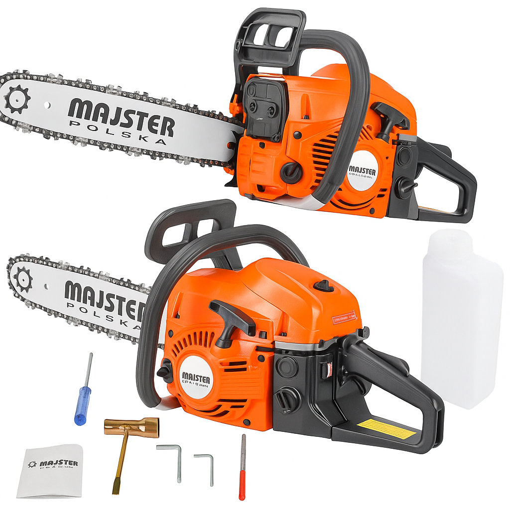 Бензопила Majster Polska 40 см 16'' бензинова пила з потужним двигуном бензопила для дачі, фото 1