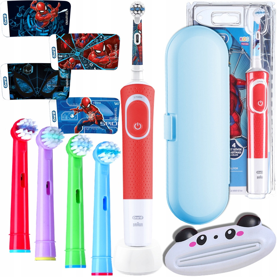 Електрична зубна щітка з насадками Oral-B Vitality 100 Kids Spiderman для дітей від 3 років, фото 1