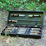 Набір шампурів у коробці для кума, друга, брата , Стильний подарунковий набір шампурів, фото 2